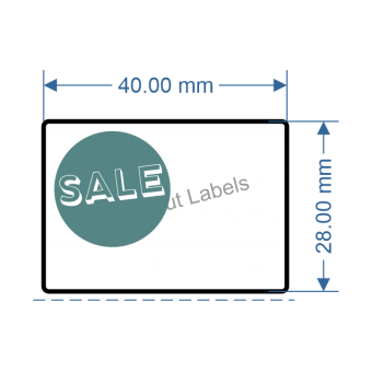 DT Permanent Labels 40mm x 28mm, perfed, Box of 10 rolls