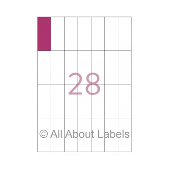 Laser Label Sheets - 28.5mm x 72mm - 28 per page - 90104