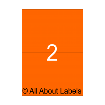 Laser Fluoro Orange Label Sheets - 210mm x 147.6mm - 2 per page - 90169-FO