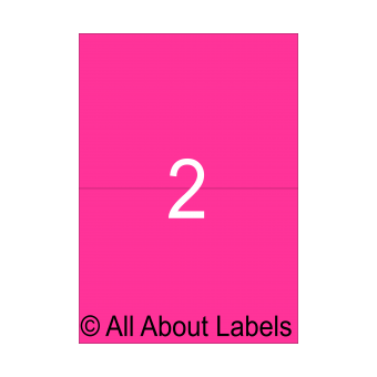 Laser Fluoro Pink Label Sheets - 210mm x 147.6mm - 2 per page - 90169-FP
