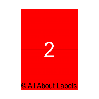 Laser Fluoro Red Label Sheets - 210mm x 147.6mm - 2 per page - 90169-FR