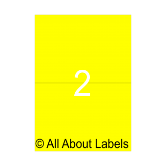 Laser Fluoro Yellow Label Sheets - 210mm x 147.6mm - 2 per page - 90169-FY