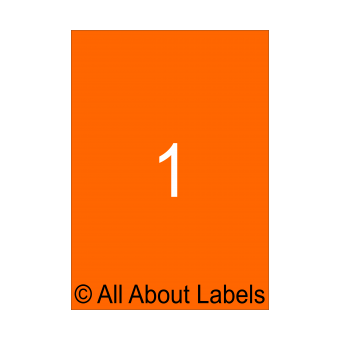 Laser Fluoro Orange Label Sheets - 210mm x 295mm - 1 per page - 91240-FO