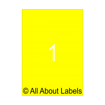 Laser Fluoro Yellow Label Sheets - 210mm x 295mm - 1 per page - 91240-FY